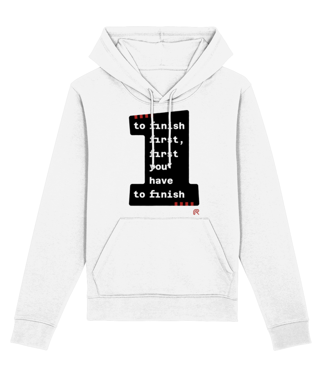Hoodie 'To finish first' groot- zwart - Div. kleuren