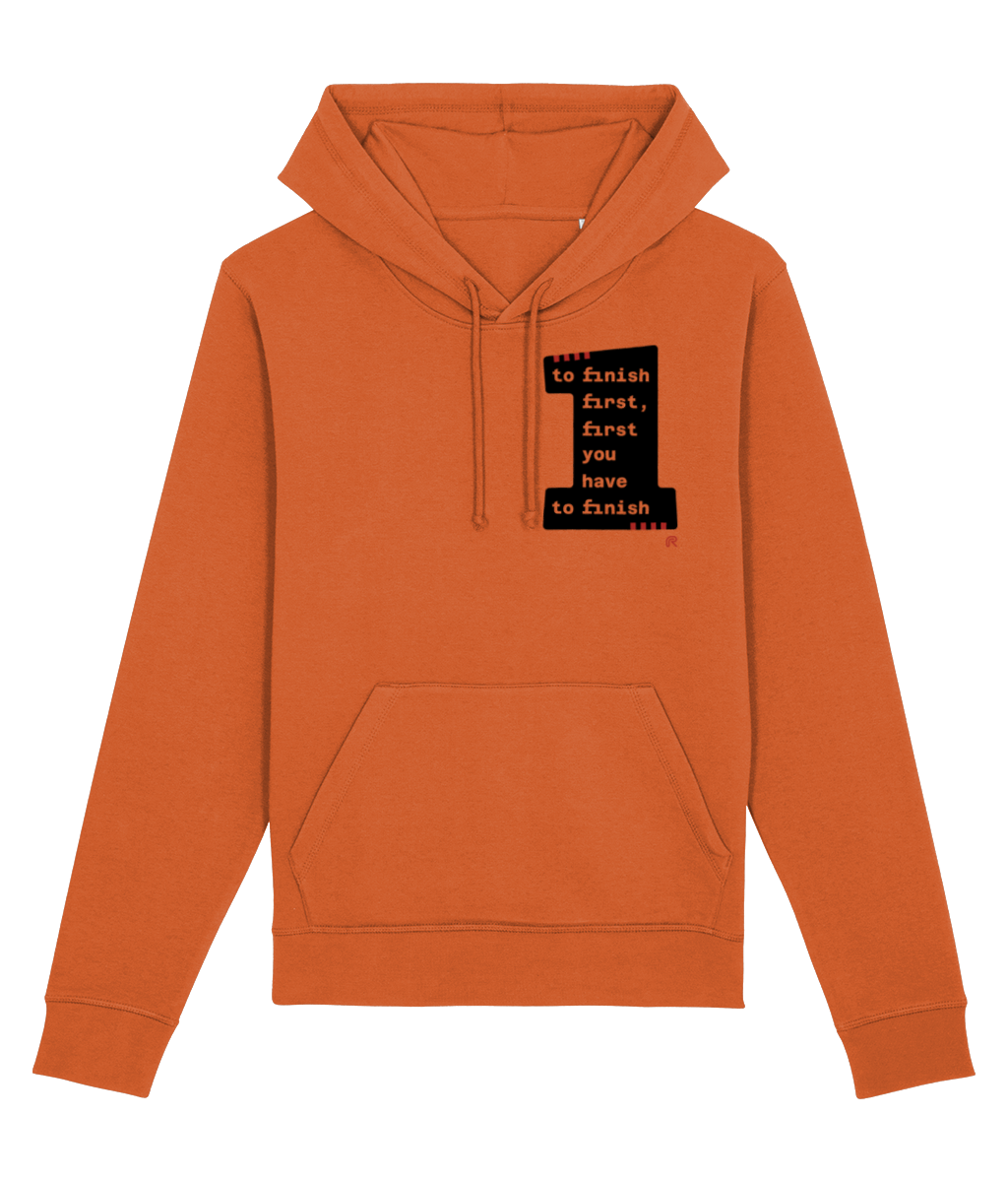 Hoodie 'To finish first' klein - zwart - Div. kleuren