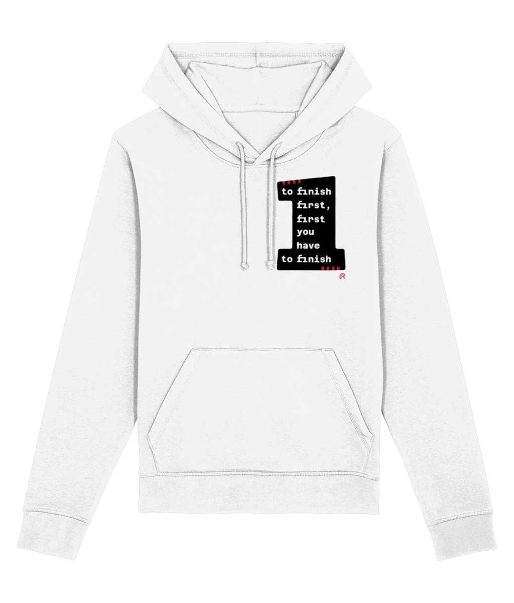 Hoodie 'To finish first' klein - zwart - Div. kleuren