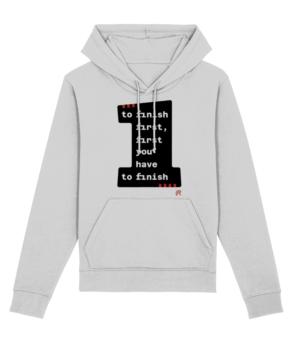 Hoodie 'To finish first' groot- zwart - Div. kleuren