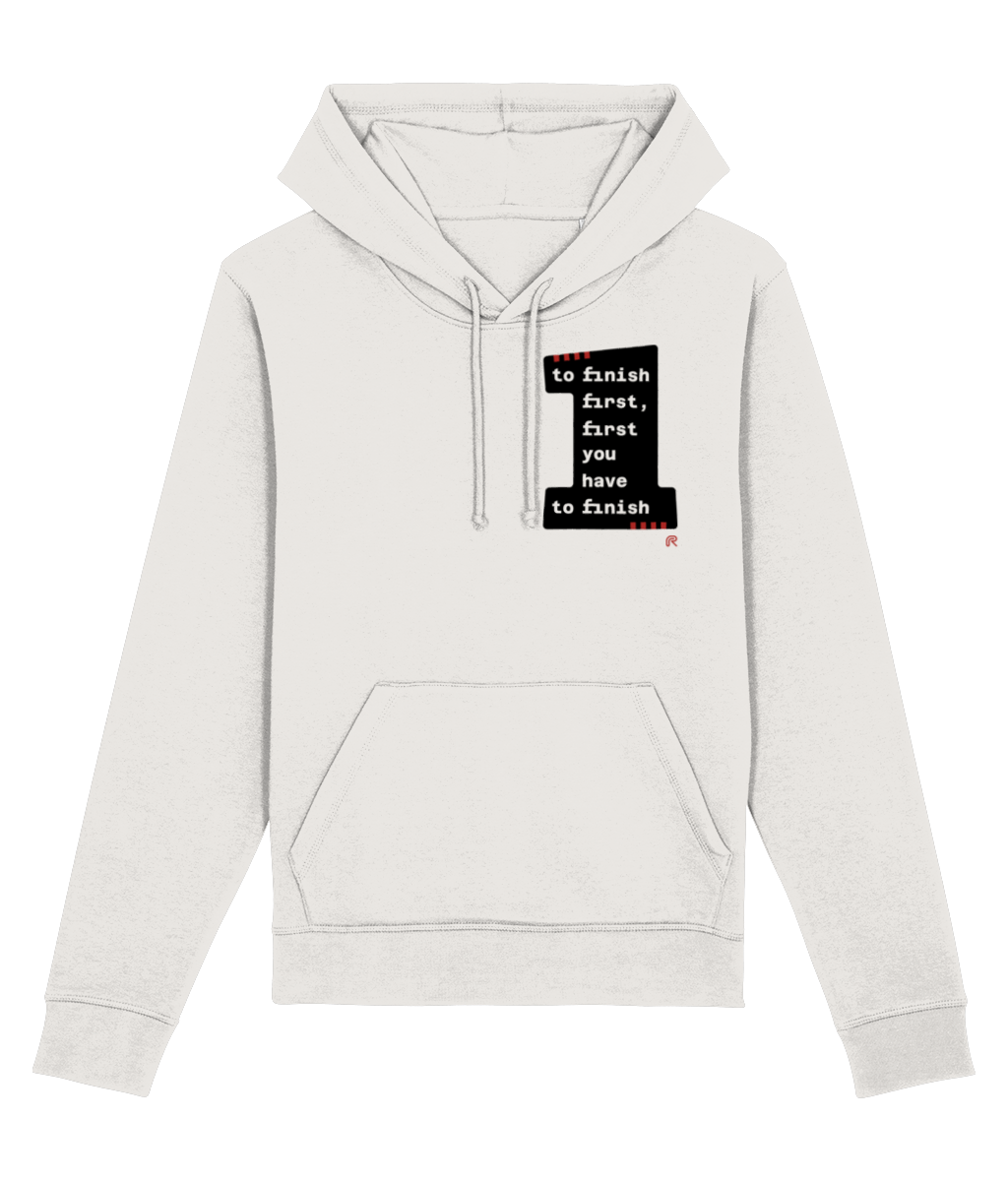 Hoodie 'To finish first' klein - zwart - Div. kleuren
