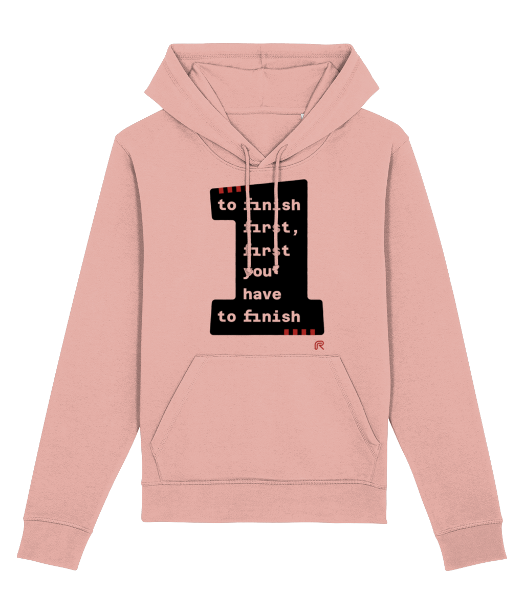 Hoodie 'To finish first' groot- zwart - Div. kleuren
