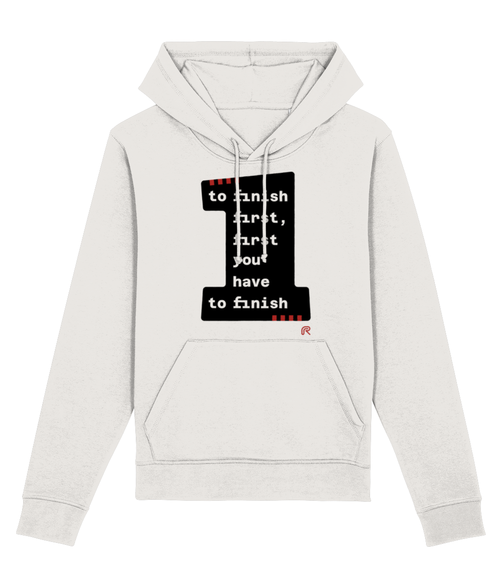 Hoodie 'To finish first' groot- zwart - Div. kleuren