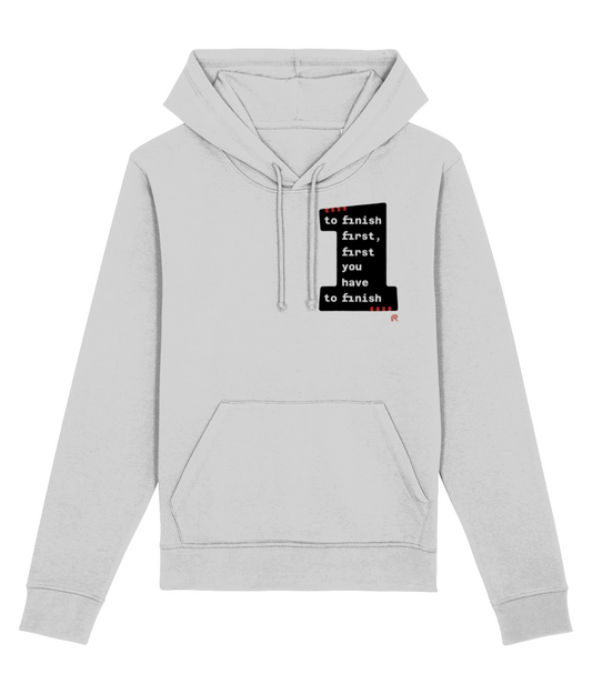 Hoodie 'To finish first' klein - zwart - Div. kleuren