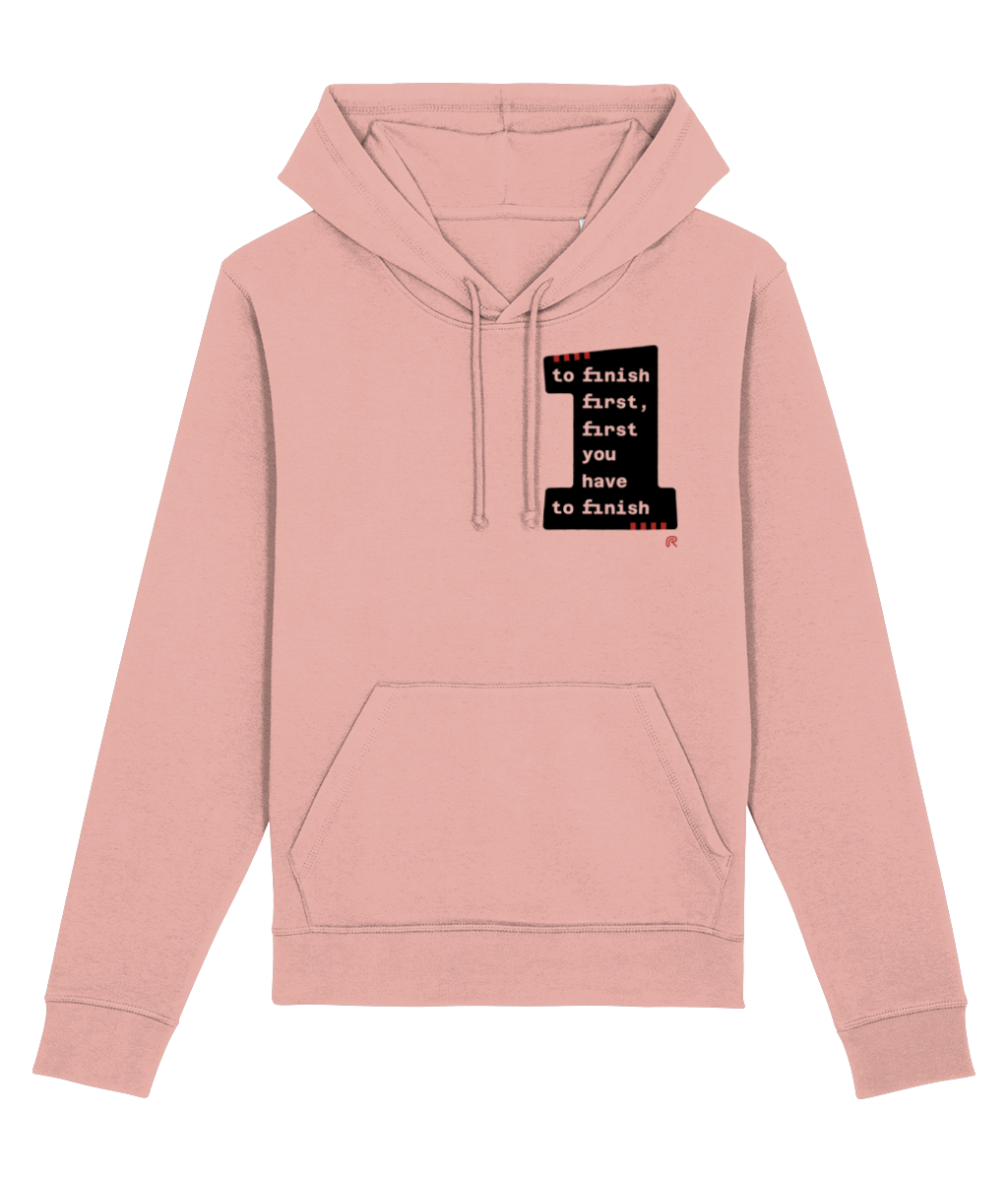Hoodie 'To finish first' klein - zwart - Div. kleuren