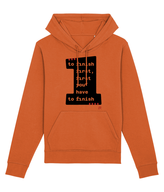Hoodie 'To finish first' groot- zwart - Div. kleuren