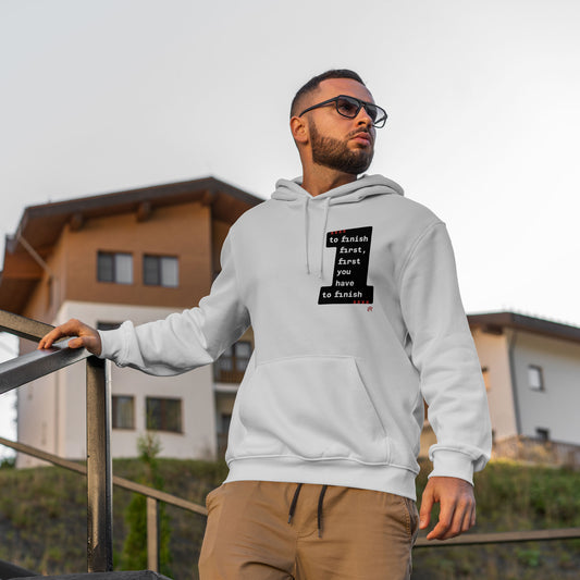 Hoodie 'To finish first' klein - zwart - Div. kleuren