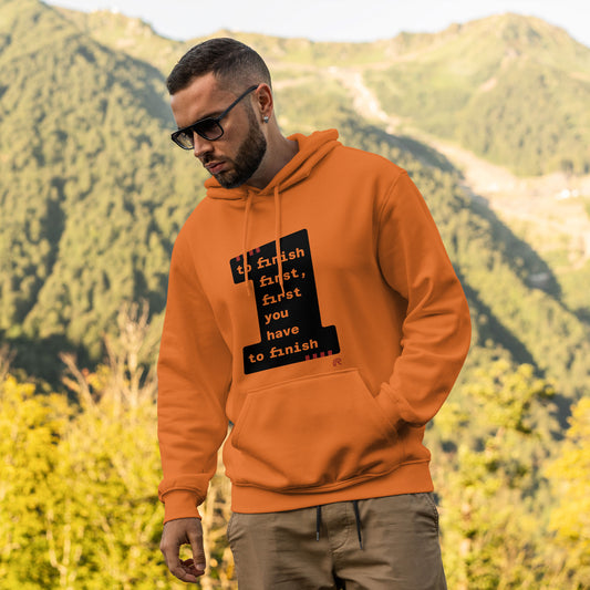Hoodie 'To finish first' groot- zwart - Div. kleuren