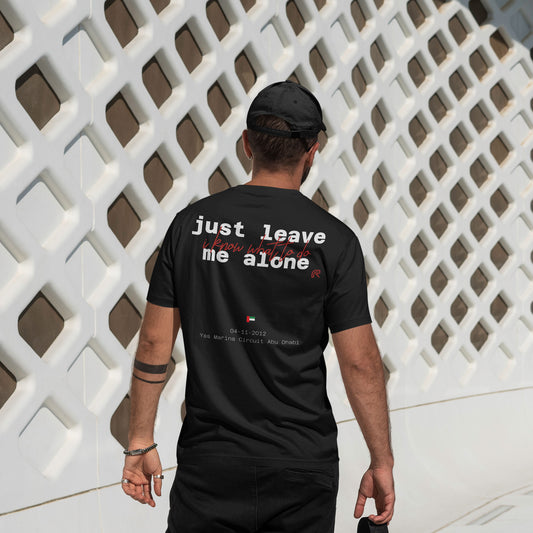 T-shirt "Leave me alone" tekst-Wit-Achterzijde