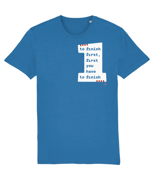 T-shirt "To finish first" Klein Wit