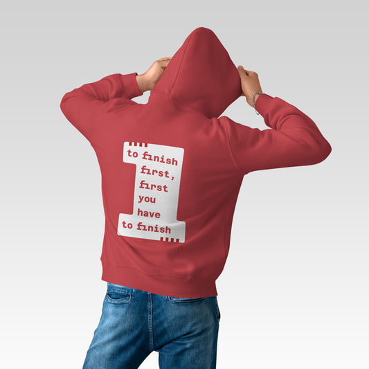 Hoodie Logo & "To finish first" Back Wit - Div. kleuren