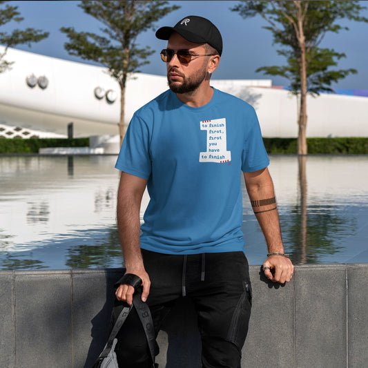 T-shirt "To finish first" Klein Wit